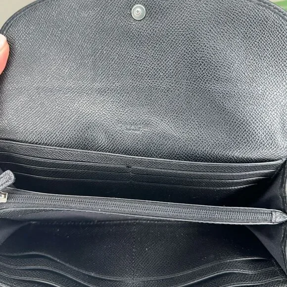 Coach Black Signature Canvas & Leather Wallet Trifold Clutch Organizer - Picture 7 of 14